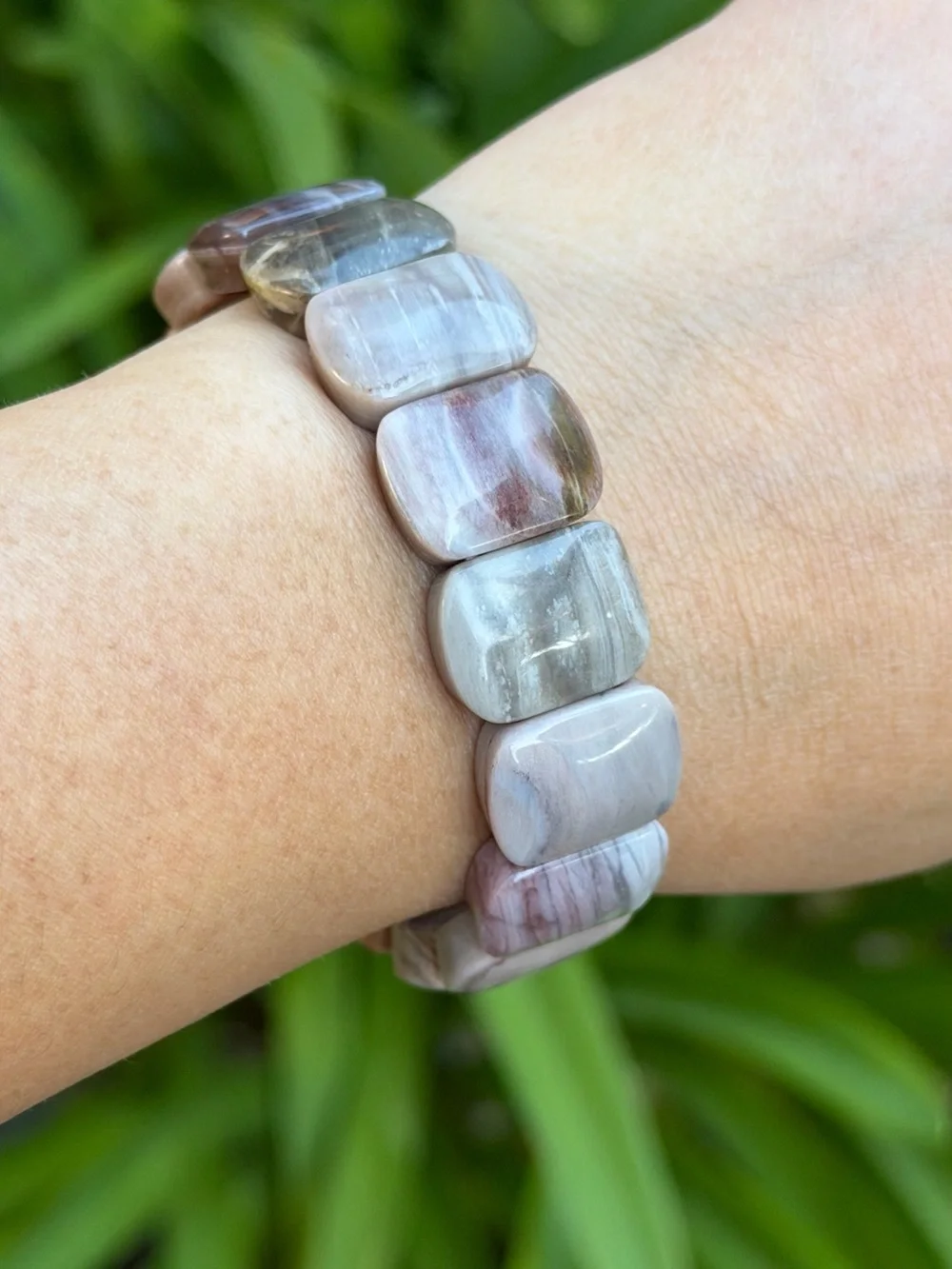 6.75 inches stretchable petrified wood soft bangle‎ 1535
